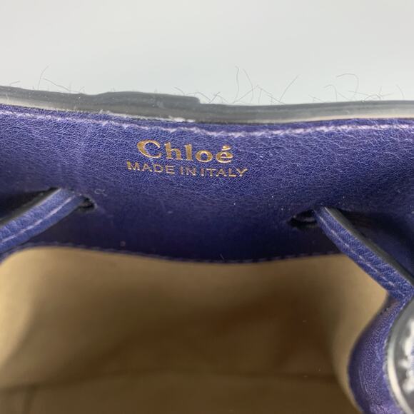CHLOE Navy Pony Hair GALA Bucket Handbag - Picture 10 of 12